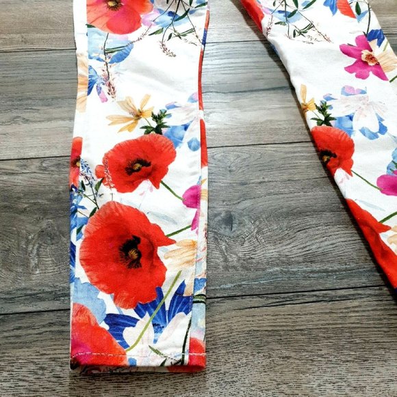 7 for all Mankind Jeans 25 White Floral Slim Skinny Stretch Dress Casual Pants - Picture 3 of 12